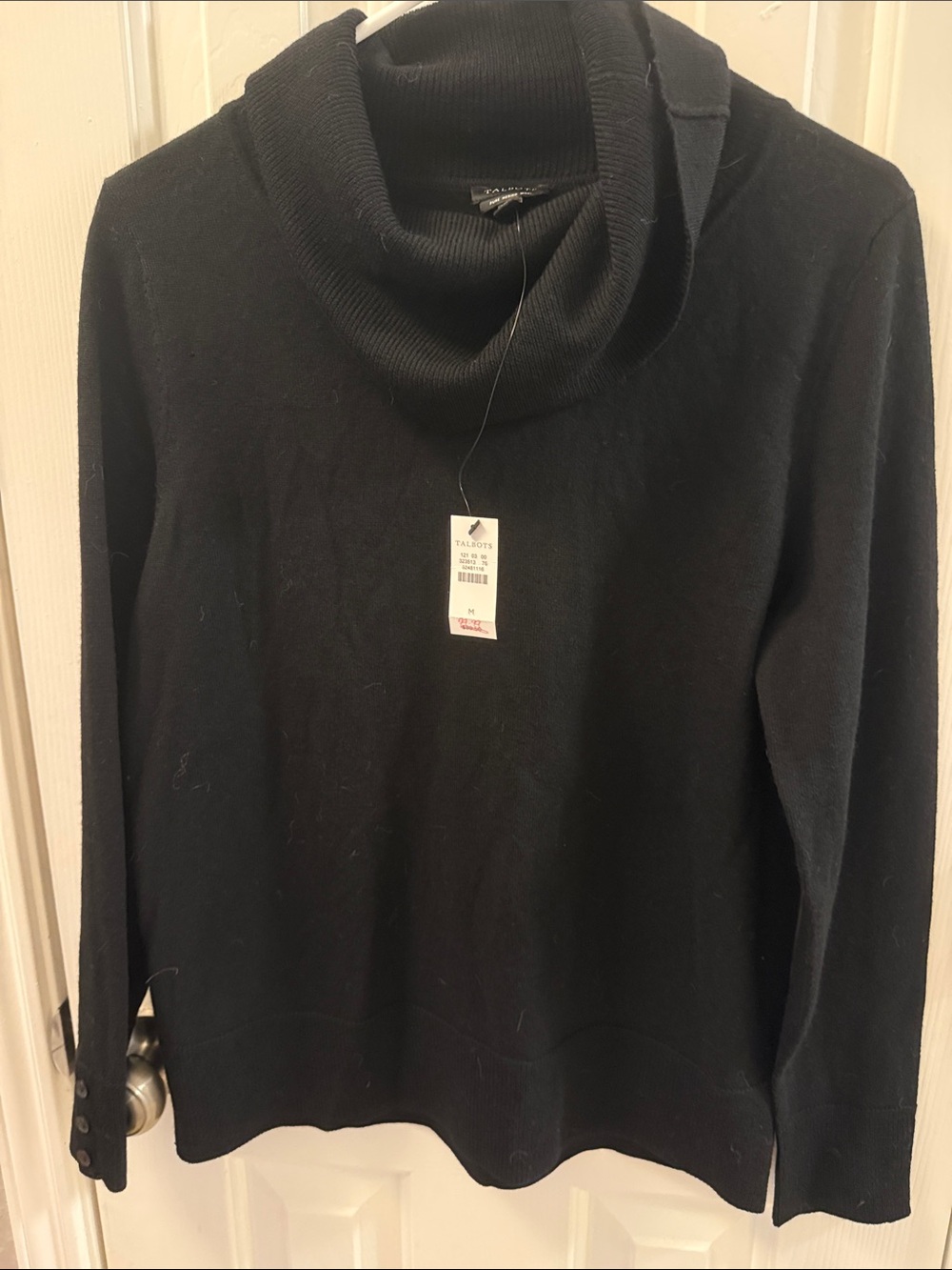 Talbots Black Cowl Neck Sweater NWT  med